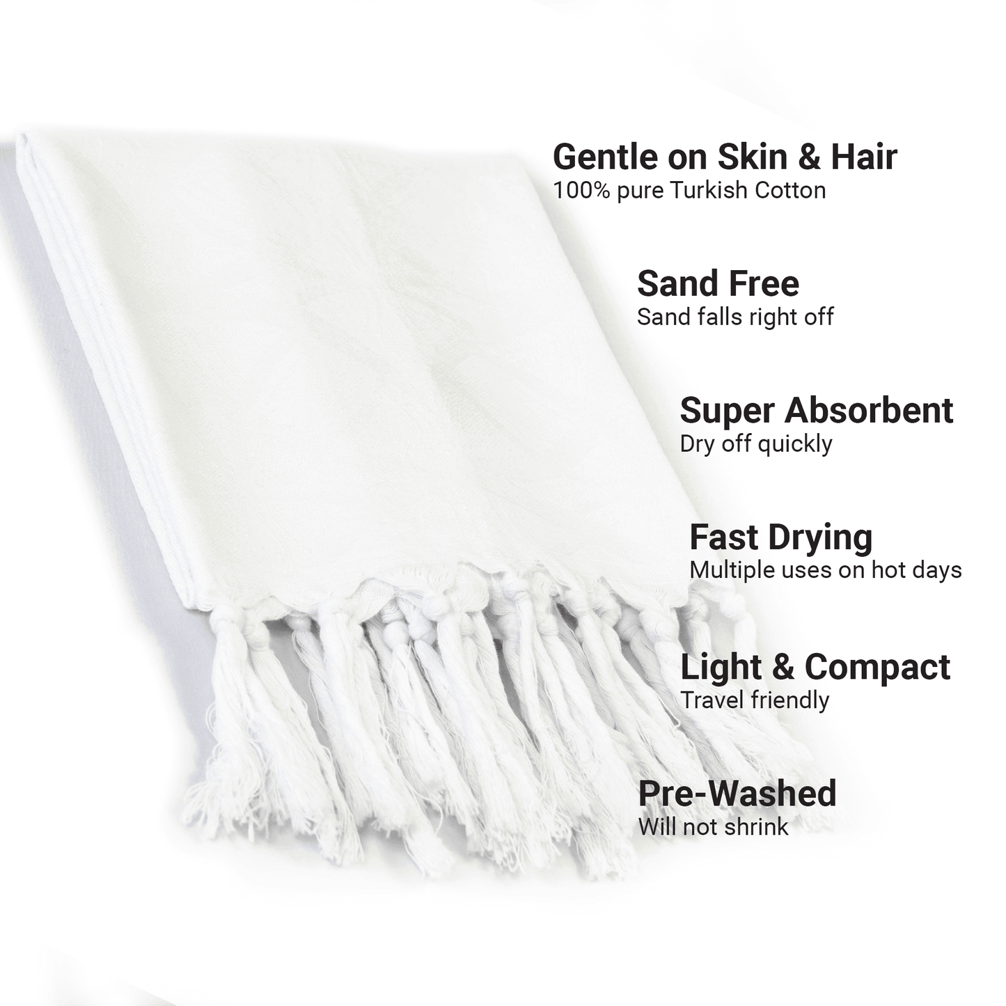 Turkish Towels Canada | Hand Towel | White
