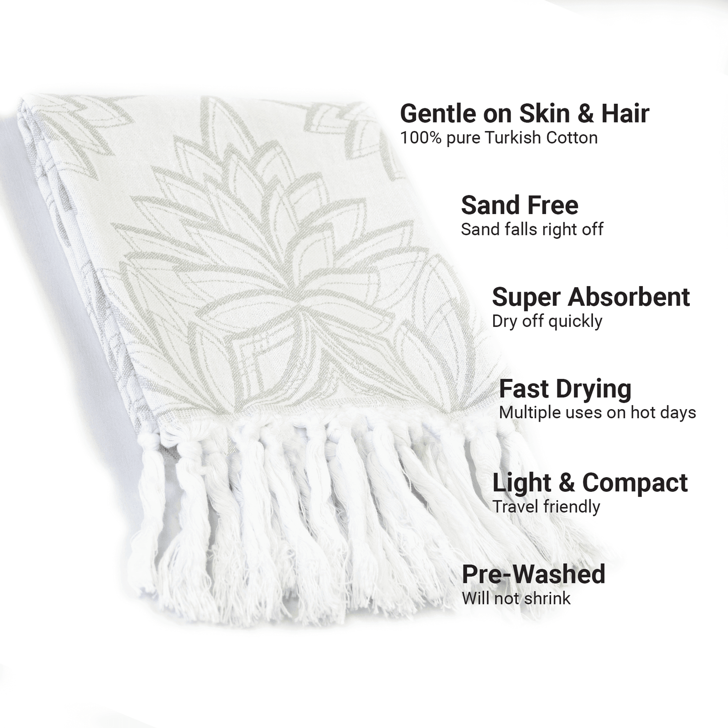 Turkish Towels Canada | Hand Towel | Grey + White