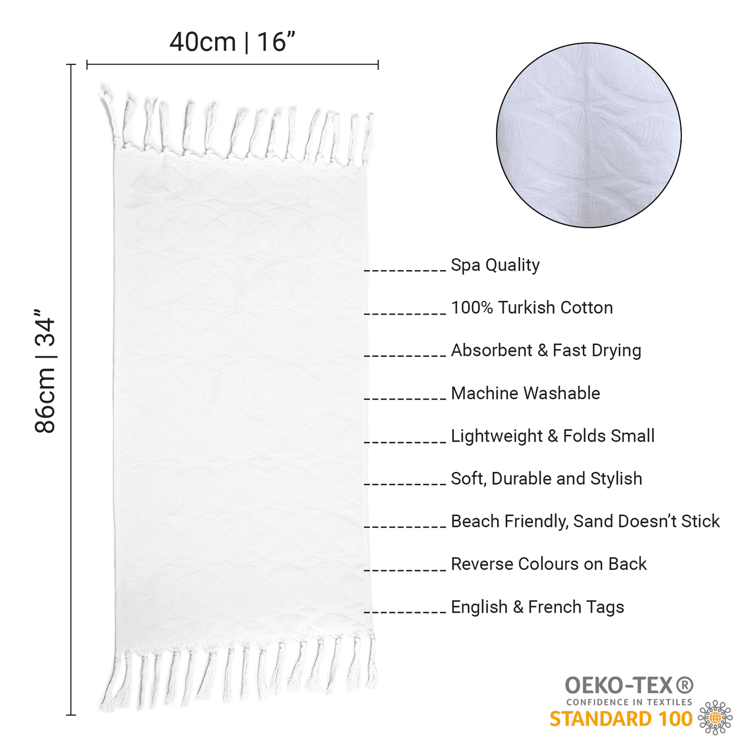 Turkish Towels Canada | Hand Towel | White