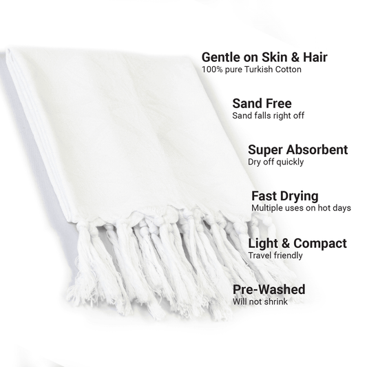 Turkish Towels Canada | Hand Towel | White